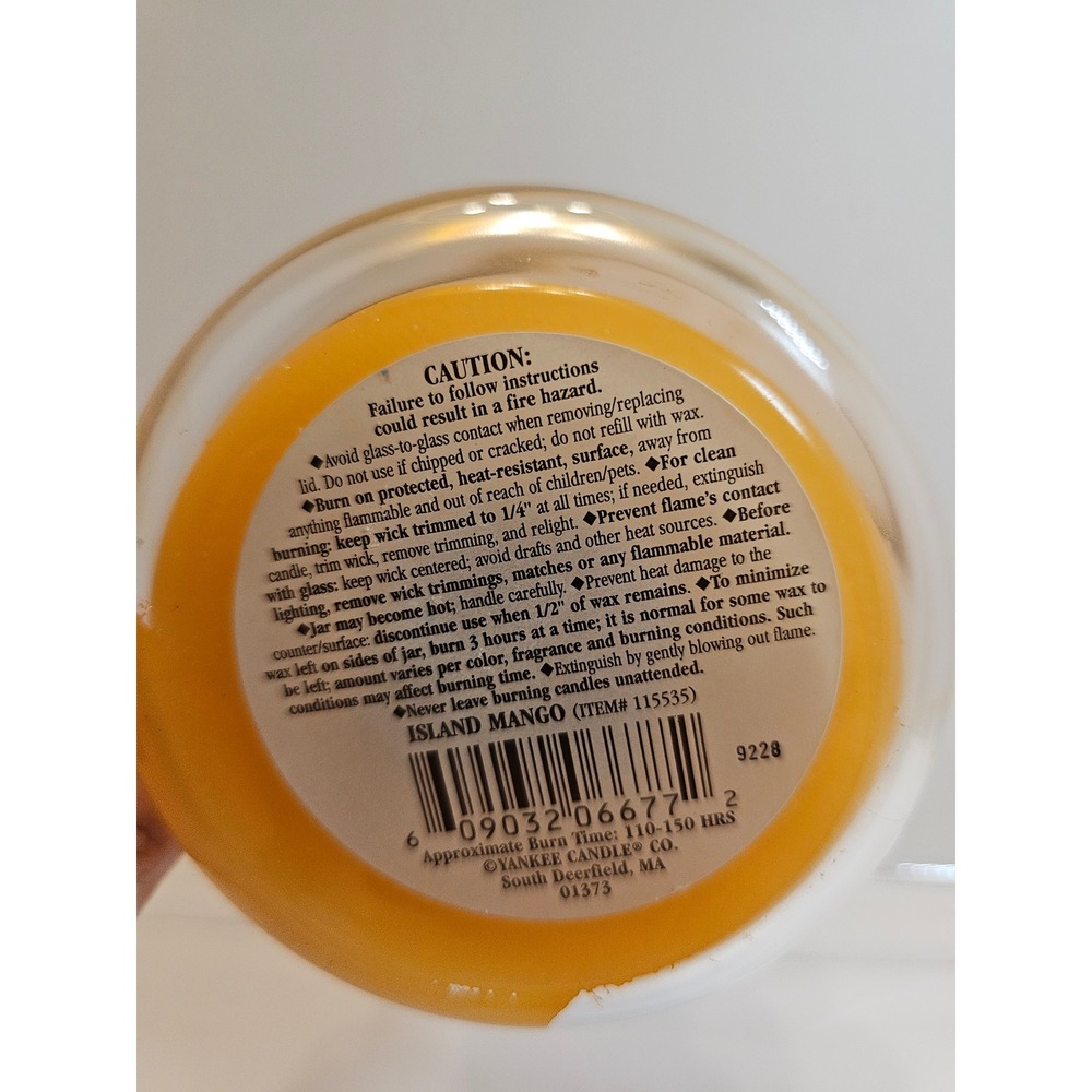 Yankee Candle Island Mango Large 22 oz Fruit BLACK BAND Glass RETIRED New - Picture 4 of 5